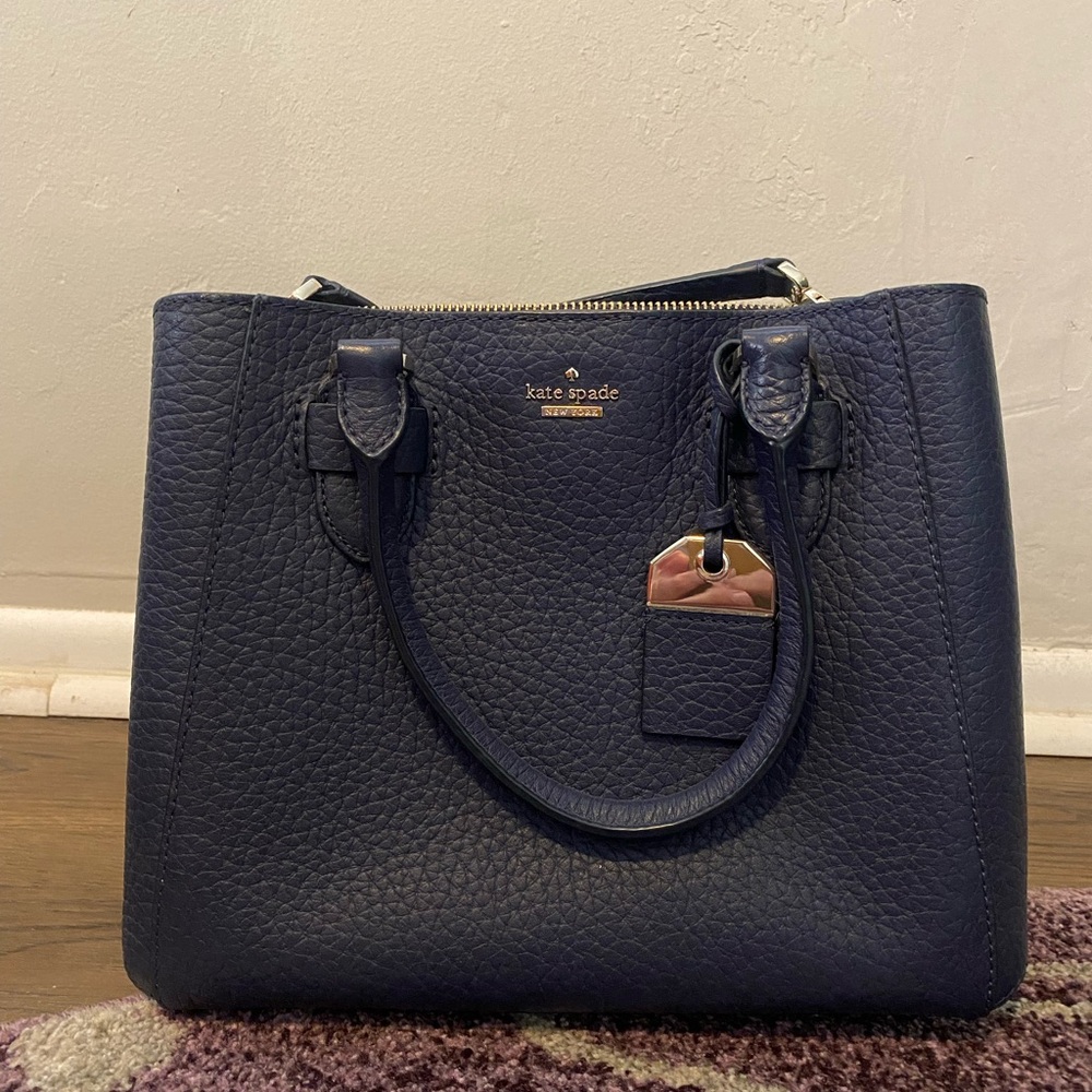 Kate Spade Dark Blue Pebbled Satchel